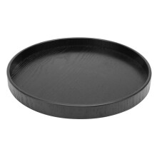 Serviertablett mit erhöhtem Rand, lebensmittelecht, Massivholzplatte für ein modernes und elegantes Esserlebnis, glatte Oberfläche, 24 cm (Schwarz)