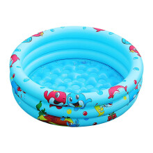 Circular Pool Inflatable 35.43Inch Blue With ThreeTier Fountain Toy For Toddler Indoor Outdoor Beach QuickDrain