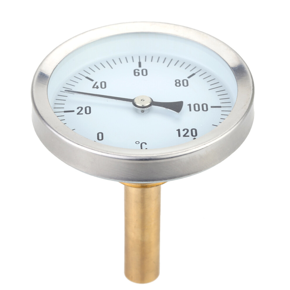 63mm Aluminum Horizontal Dial Thermometer 0-120C, 1/2 BSP