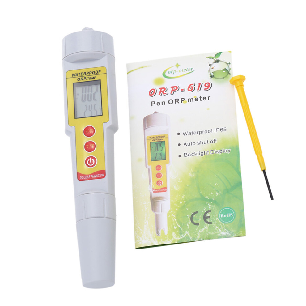 Portable Pen Orp & Temp Meter With Backlit Display, Waterproof, Yellow 4111363141777