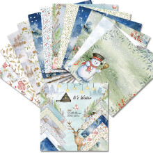 Christmas Patterned Paper 6x6 Inch, 24 Sheets, Winter Theme Scrapbook Paper For Crafts And Cards Box PA20116 B