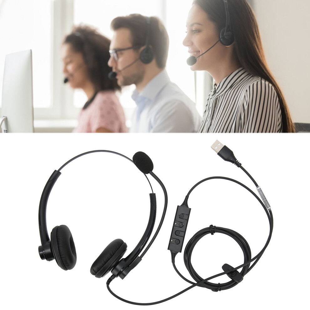 Wired Binaural Call Center Headset With Mic, Noise Reduction, Usb Plug 9361363143942