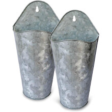 Rustic Decor Galvanized Metal Wall Planter, Easy to Install Antique Finish for Gardens, Porches, Balconies, Kitchens, Home Office, Suitable for Artifi