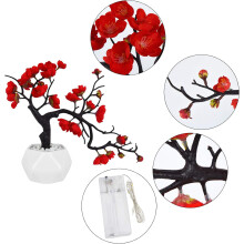 Keinotekoinen bonsai, säädettävät oksat, UV-suojatut tekokukat, haalistumattomat, realistisen näköiset, kodin hääkoristeisiin (punainen, 1