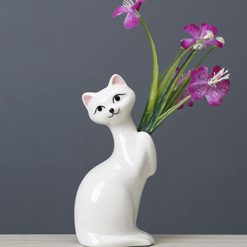 Αφηρημένο διακοσμητικό βάζο, κεραμικές γλάστρες χωρίς ουρά για γάτες, ανθεκτική 1