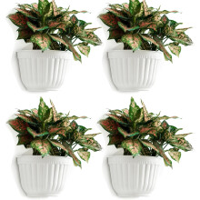 Kunstnerisk vegghengt blomsterpotte, semi-elliptisk design for stabilitet, lett og slitesterk, hvit plast, forbedrer innendørs lekegrinddekor,