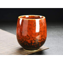 Tenmoku Tea Cup Handmade Ceramic Gongfu Cup Colorful Glaze Model No.19 One Piece