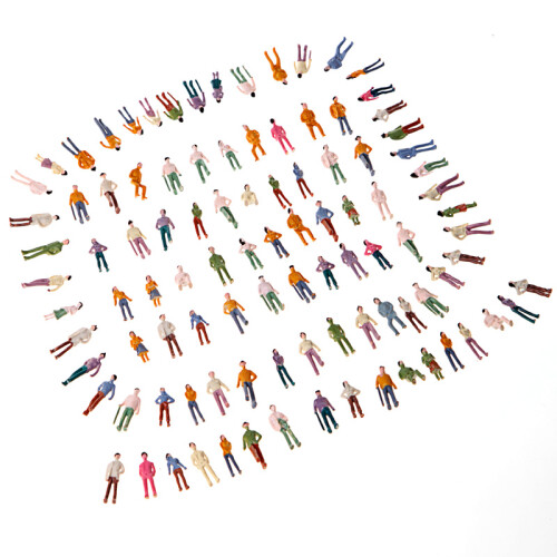 Pack of 100 Painted OO Scale 1:75 Model Train Passenger People 1