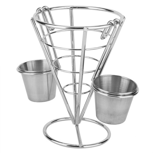 French Fries Display Cone Stand Double Cup Snack Baskets Buffet Durable Plastic