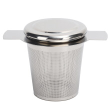 Infuseur à thé en vrac à mailles fines avec couvercle et poignée pliable, passoire à thé pour tasses, théières, café, rooibos, tisanes,
