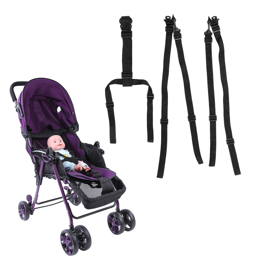 Universal Baby Seat Harness Belt, 5-Point Safety, Adjustable, Black