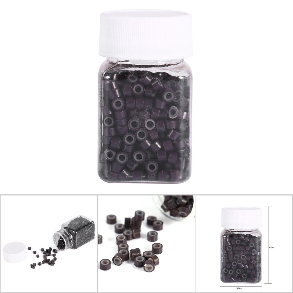 Unisex Brown 500Pcs Silicone Micro Ring Hair Extension Beads Links 3Mm