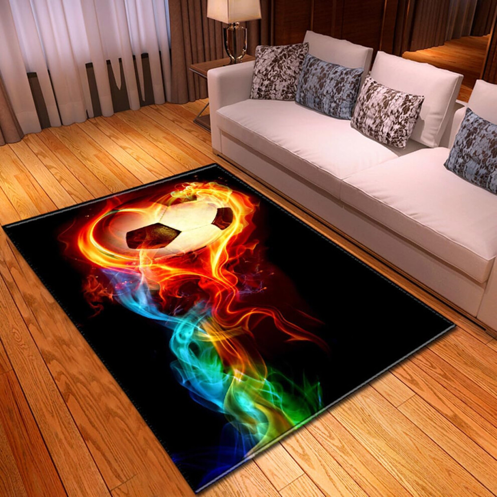 Kids Indoor Sports Rug Football And Basketball Print Green Brown Flannel Material Nursery Rug Modern Rug Living Room Green,Brown