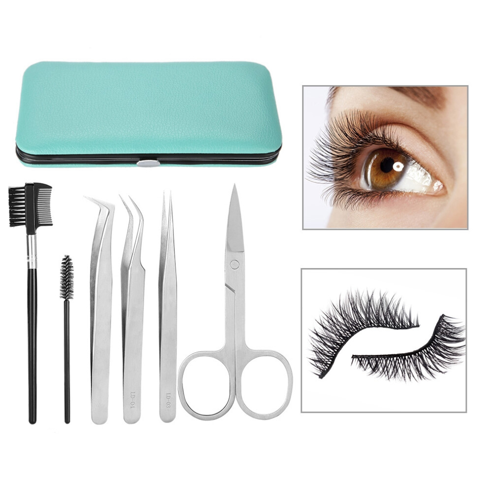 Eyelash Extension Tool Kit 6pcs Tweezers Scissors Brushes Makeup Accessories