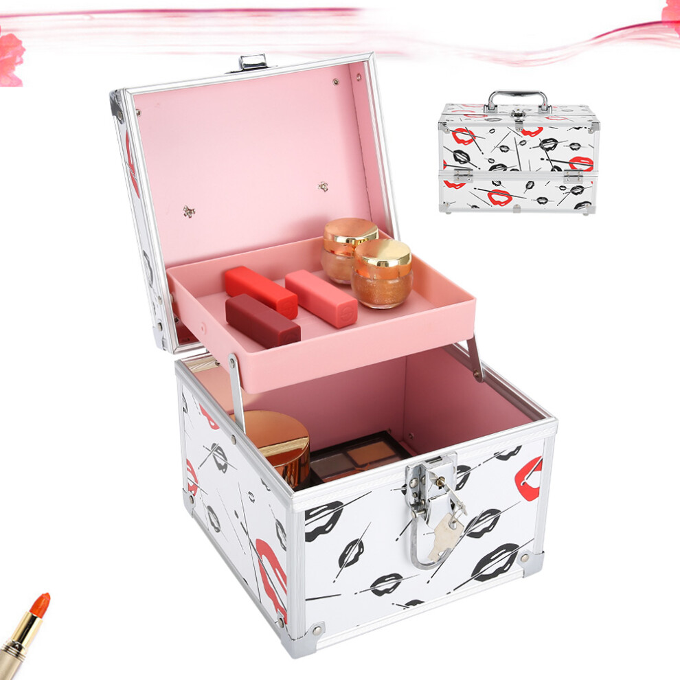 White/Pink Multi-Functional Cosmetic Storage Box Portable Makeup Organizer & S