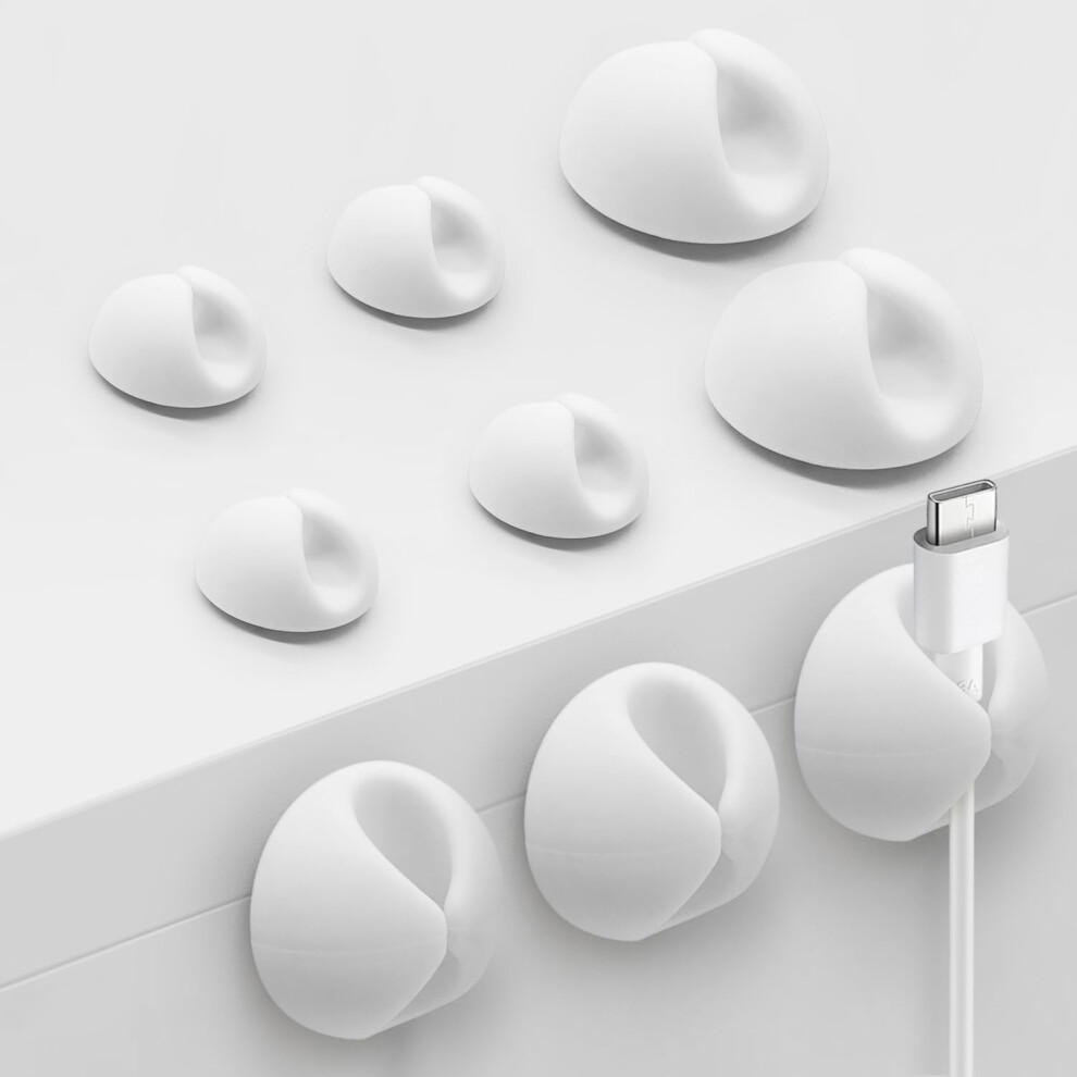 Cable Clips White 9 Pcs, Cord Management For Desk, Office And Nightstand, Phone Charger Holder, 2.8Cm + 2.0Cm 9105992270309