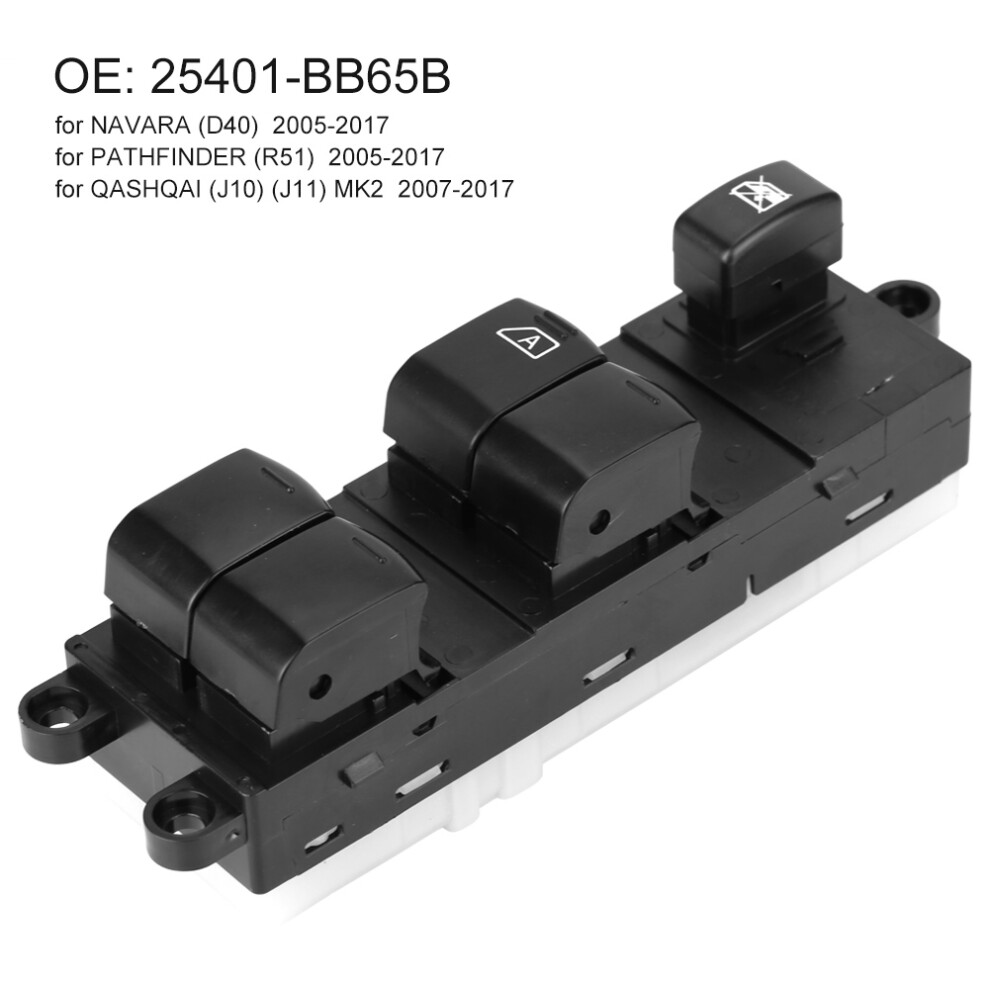 Power Master Window Switch For Navara Pathfinder Qashqai Mk2 25401-Bb65b Black 5011363169339