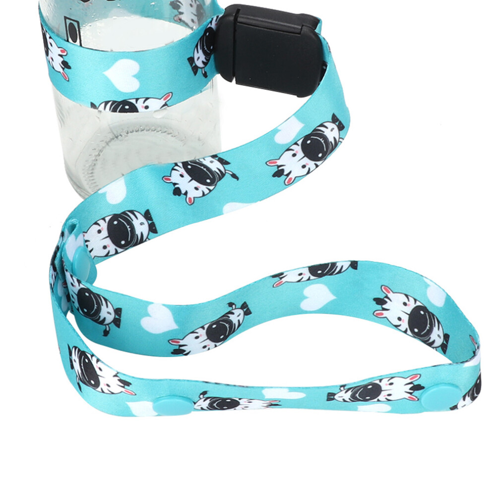 Baby Feeding Bottle Cup with 2.5cm Adjustable Strap Stroller Toy Tether - Zebra