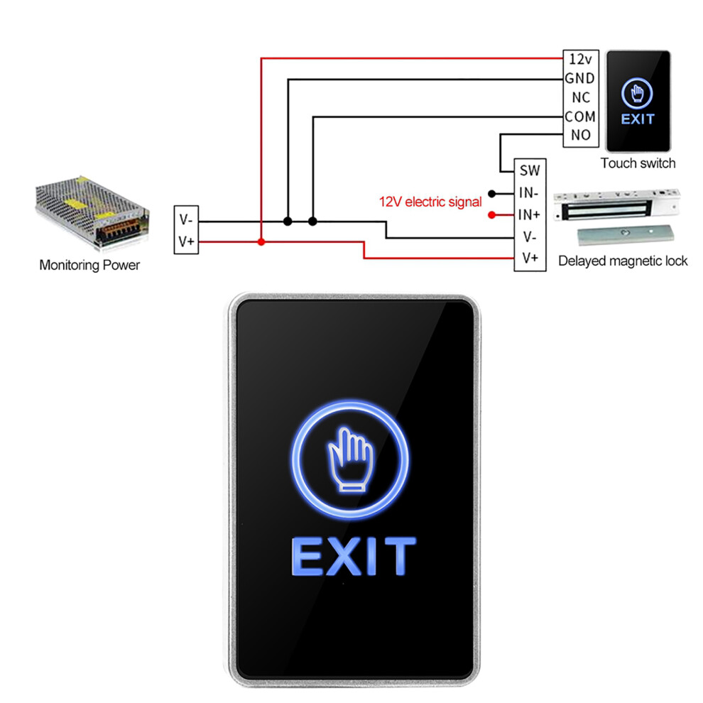Home Security Touch Sensor Panel No Nc Com Exit Led Light Access Control Button 7641363171094