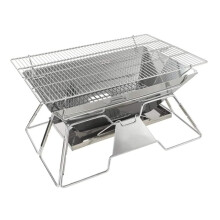 Portable Charcoal BBQ Grill Stainless Steel Outdoor Folding Campfire Grill For Camping Easy To Set Up And Transport