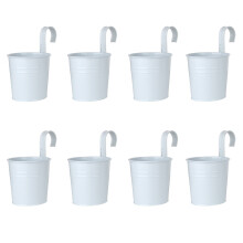 Metal Flower Pot with Drainage Hole, Hanging Planters for Balcony Railing Galvanized Iron Wall Planter Suitable for Indoor Outdoor Eco Friendly Garden