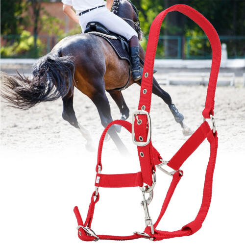 6mm Red Adjustable Horse Bridle Control Halter for Riding Accessories 2