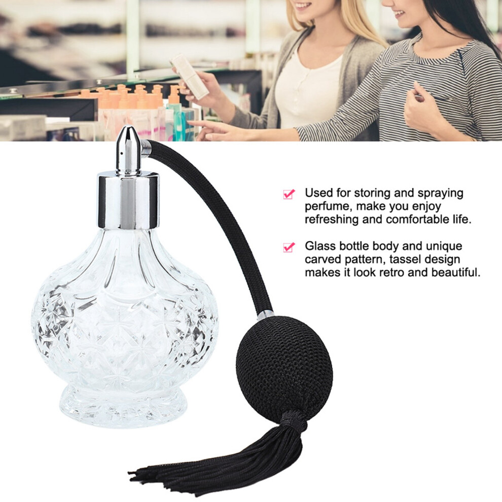 Elegant Retro Glass Perfume Bottle 80ml Refillable with Tassel Empty
