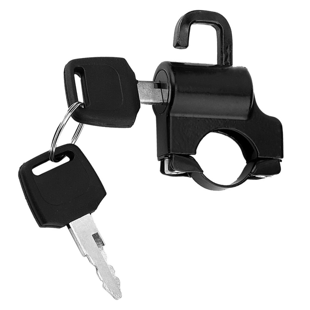 22Mm Handlebar Helmet Lock For Motorcycles With Security Padlock & 2 Keys Black 9381363174098