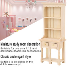 Puppenhaus-Zubehör Mini 3-Etagen-Bücherregal mit Schubladen aus Holz im Maßstab 1:12 AU-Stil
