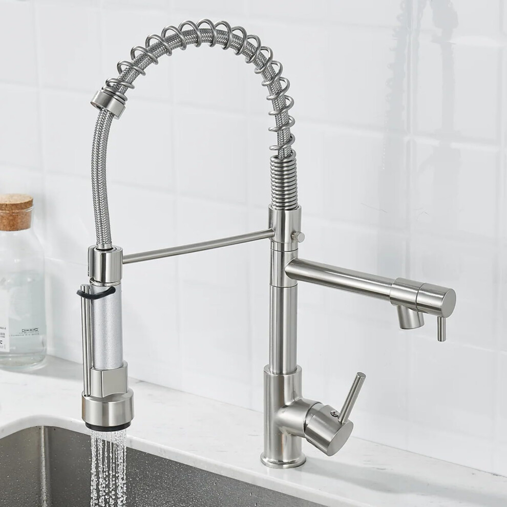 Kitchen Faucet With Spring Multifunctional Cold And Hot Water Dual Outlet Black Sink Mixer Tap 9067246958978