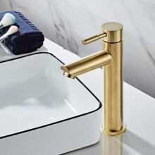 Basin Faucet Bathroom Hot Cold Single Lever Sink Faucet 304 Stainless Steel Brush Gold Color A1
