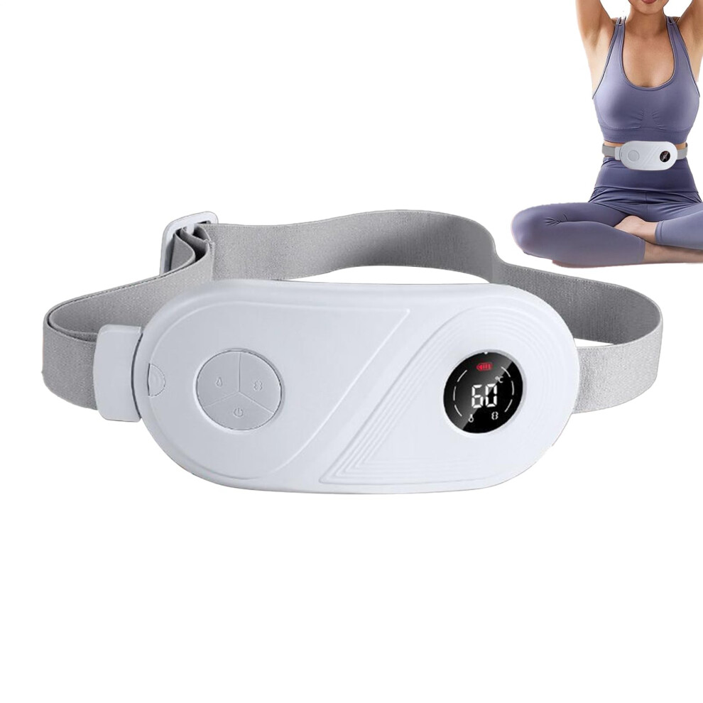 Period Heating Pad Vibrating Heat Belt For Period Cramp Relief Wireless Back Abdomen Massager Travel White