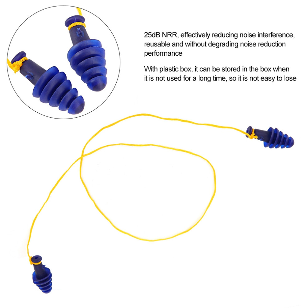 25Db Nrr Sleep Noise Cancelling Ear Plugs With Neck Band, Blue 3701363178296