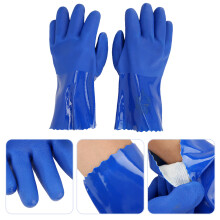 PVC Chemical Resistance Gloves XL Blue Cotton Lined Non-slip Safety Garments
