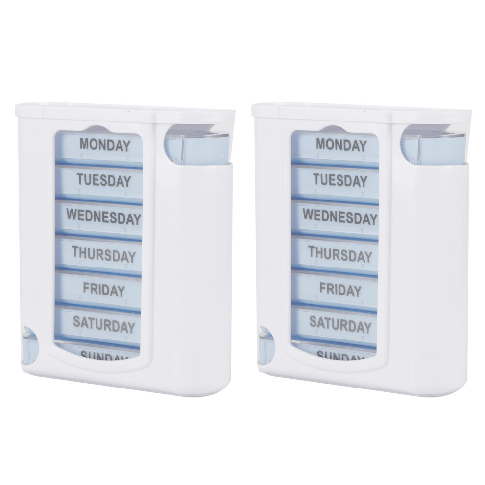 28-Grid Plastic Medicine Storage Box, Weekly Pill Organizer, 13x11.5cm