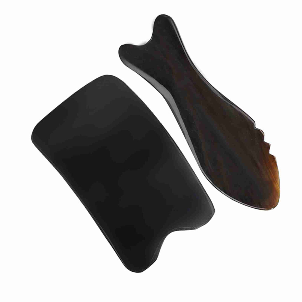 Ox Horn Gua Sha Face & Body Massager Set, Square & Fish Shapes