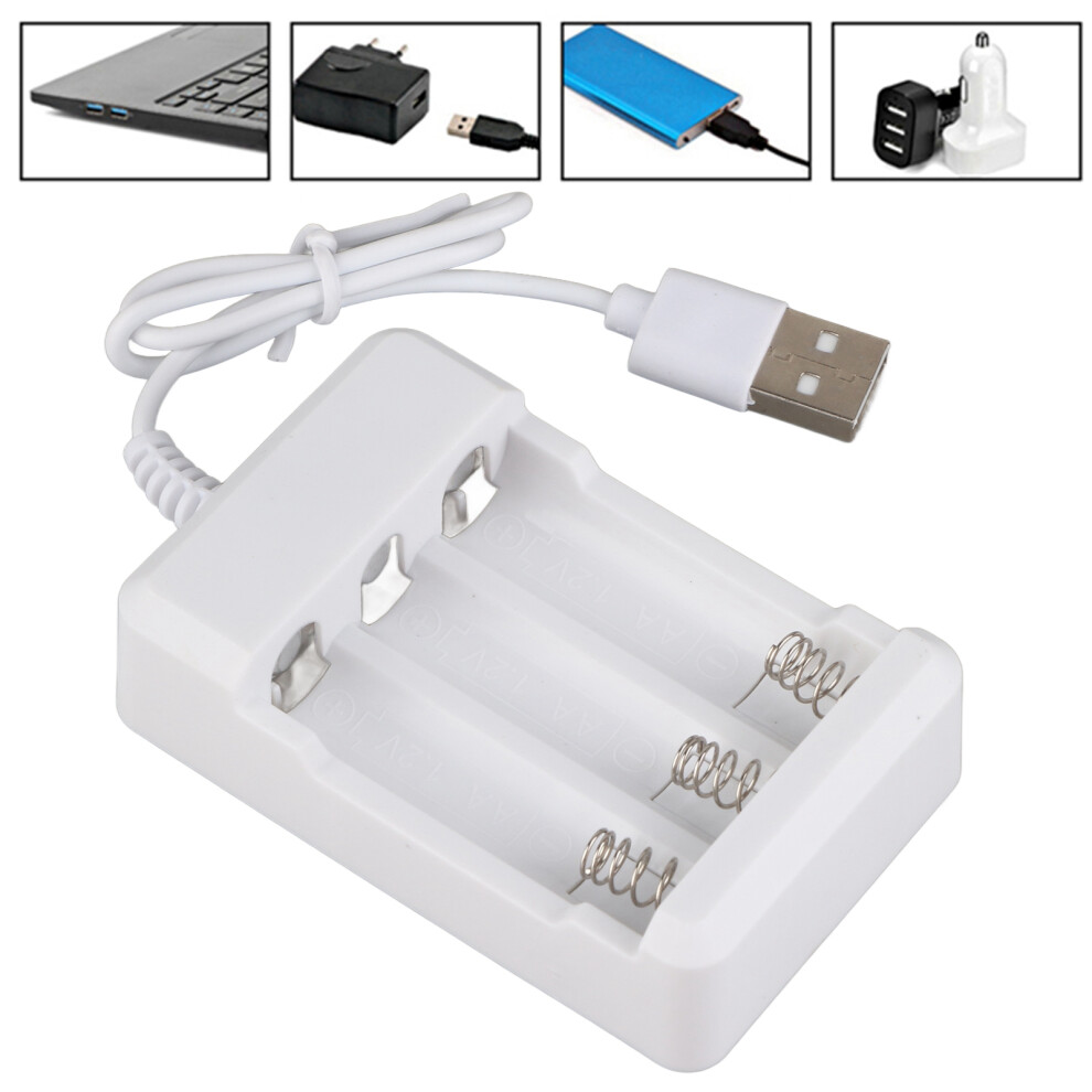 Portable Abs 5V 3-Slot Charger For Aa Aaa Rechargeable Batteries With Usb Plug 7691363181661