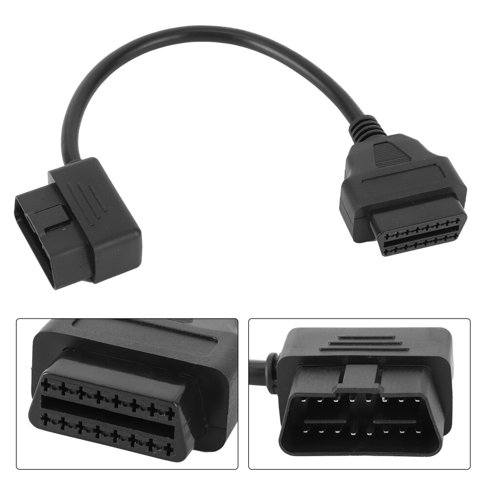 16Pin To 16Pin Obd2 Extension Cable Elbow Adapter 0.3M Black 4671363182731