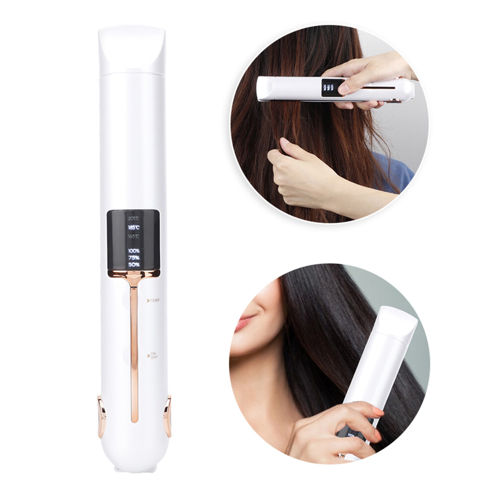 Cordless USB Mini Electric Hair Styler with Straightening and Curling Functions