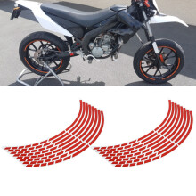 Red Reflective Wheel Strip Stickers Set for 16-18inch Bikes & Motorcycles 16pcs