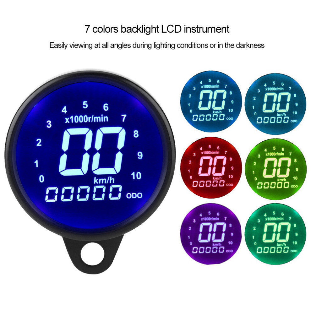 Universal Motorcycle Lcd Speedometer Odometer Tachometer Gauge, Black 7641363184452