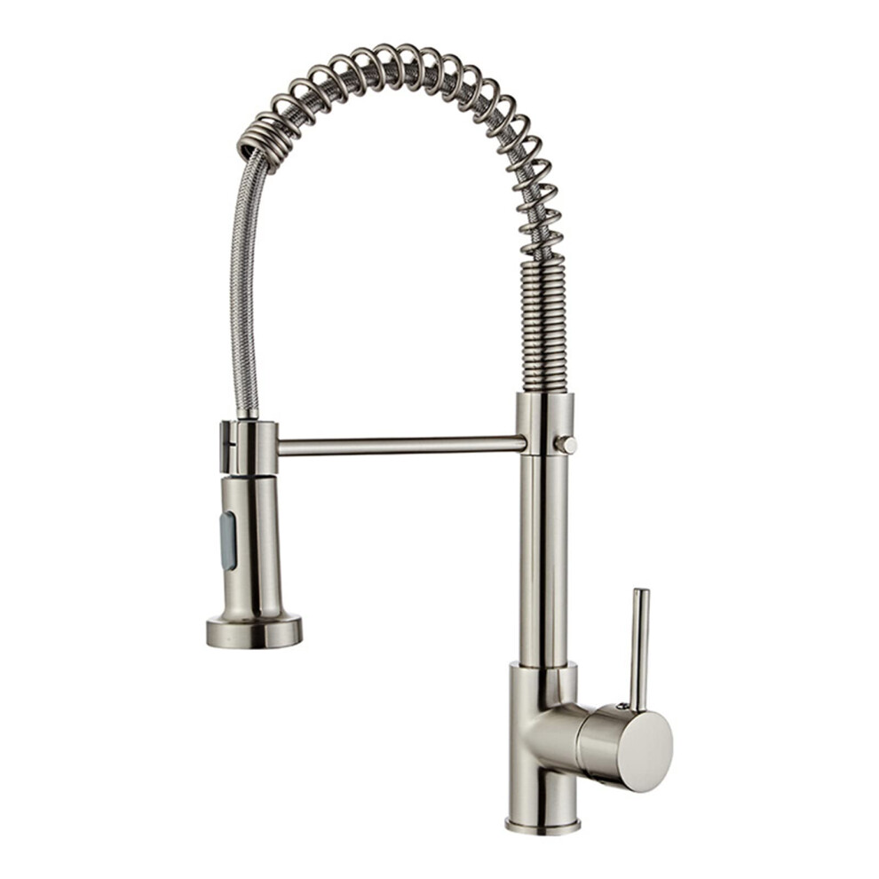 Kitchen Faucet With Pull Down Sprayer, Deck Mounted, Stainless Steel, Brushed Black Finish, Commercial Kitchen Tap 9067246960902