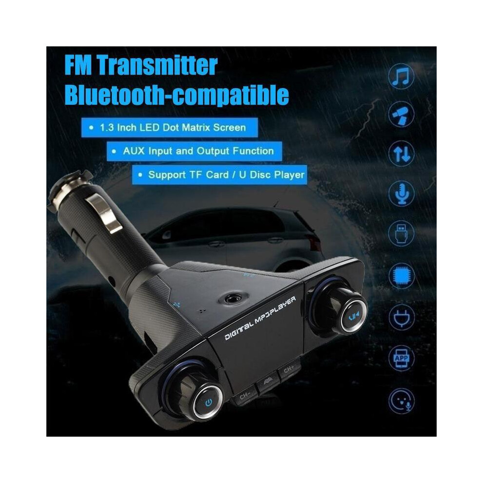 Transmetteur FM Bluetooth 5.0 Voiture, Kit Émetteur FM Voiture USB Type C Musique Bluetooth Voiture Appel Mains Libres Allume Cigare Charge Rapide Support Disque U Led Bleue Degradee 92358854