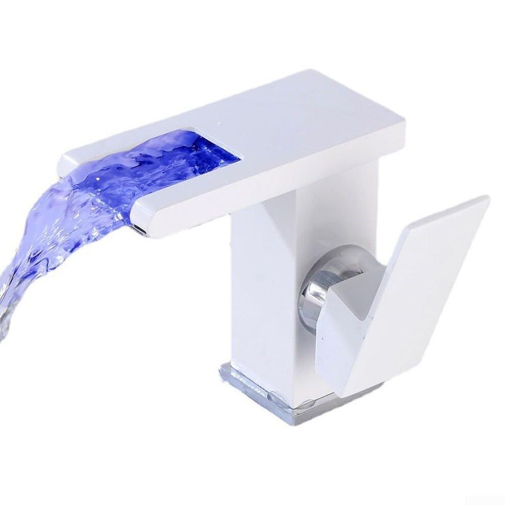 Led Bathroom Faucet Waterfall Faucet With 3Color Temperature Control Singlehandle Basin Tap For Kitchen And Bath White 9105992272624