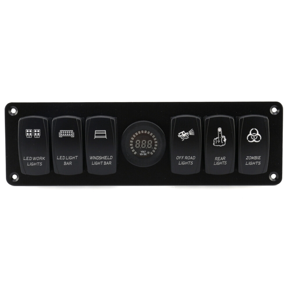 Rocker Switch Panel 6 Gang With Led Volt Meter For Rv Marine Car Colorful Light 6931363187074