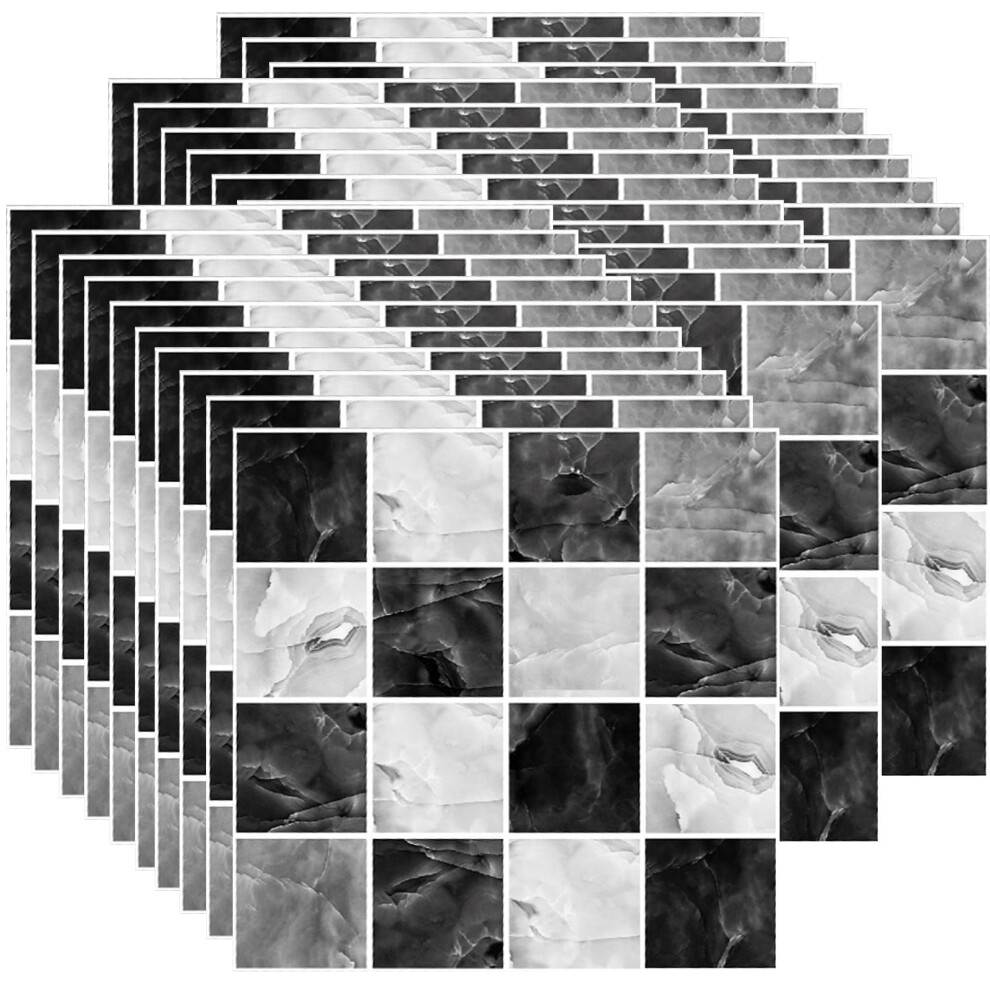 Mosaic Tile Stickers 30Pcs 10X10cm Black And White Waterproof Peelandstick Backsplash Tiles Selfadhesive Vinyl Tiles 9067246961176
