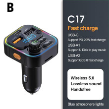 (B) Multifunctionele autolader met Bluetooth, MP3-speler, snellaadfunctie, luidspreker,