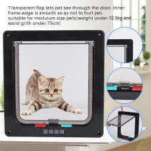 ABS Acrylic Pet Cat Flap Lockable Waterproof Window Door Black Medium Size