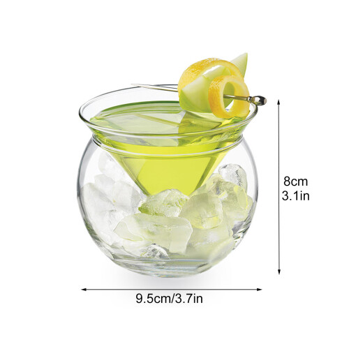 Ποτήρια Martini χωρίς στέλεχος για λάτρεις των κοκτέιλ, μονωμένα δροσιστικά ποτήρια 1