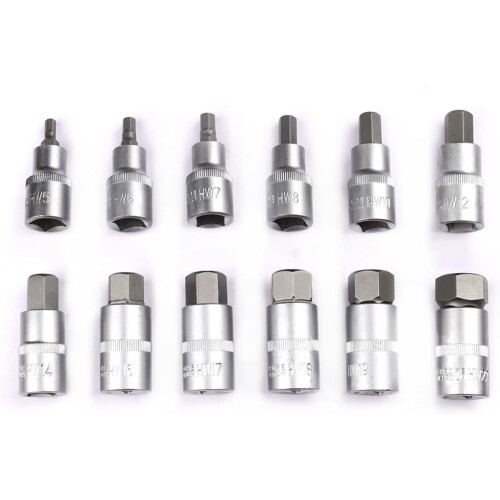 12Pcs Heavy Duty Socket Wrenches 1/2Inch Drive Impact Hex Bit Socket Set 1